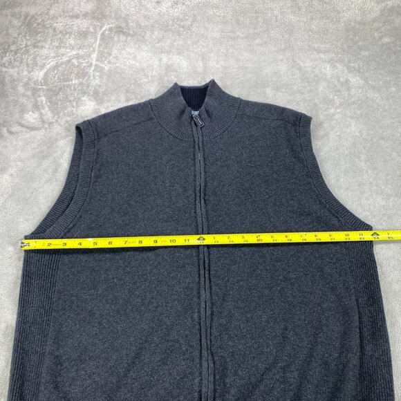 Oscar De La Rerta Vest Sweater Mens XL Gray 100% Cotton Ribbed Knit Full Zip - Picture 4 of 10